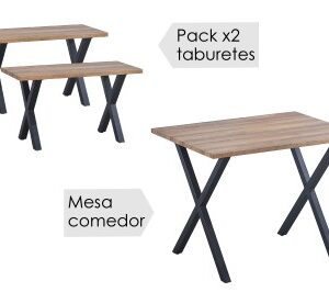 Conjunto mesa + 2 taburetes Videl