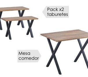 Conjunto mesa + 2 taburetes Videl