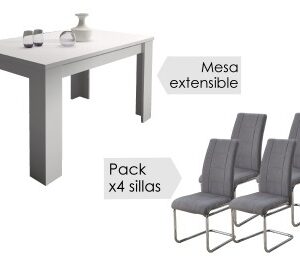 Conjunto mesa corfu blanca + sillas san marengo