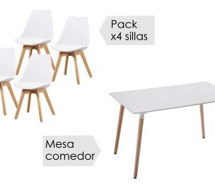 Conjunto mesa Dinamarca 100 + 4 sillas Fina