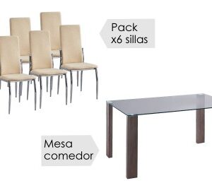 Conjunto mesa Hana + 6 sillas Sakura