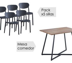 Conjunto mesa Kirby + 5 sillas Videl