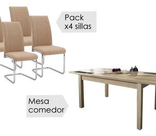 Conjunto mesa Lara + 4 sillas San