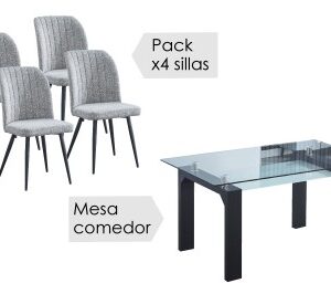Conjunto mesa Sensei + 4 sillas Rory