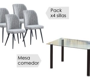Conjunto mesa Yuri + 4 sillas Rory
